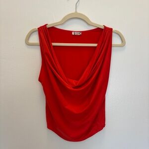 Red Drape Neck Blouse